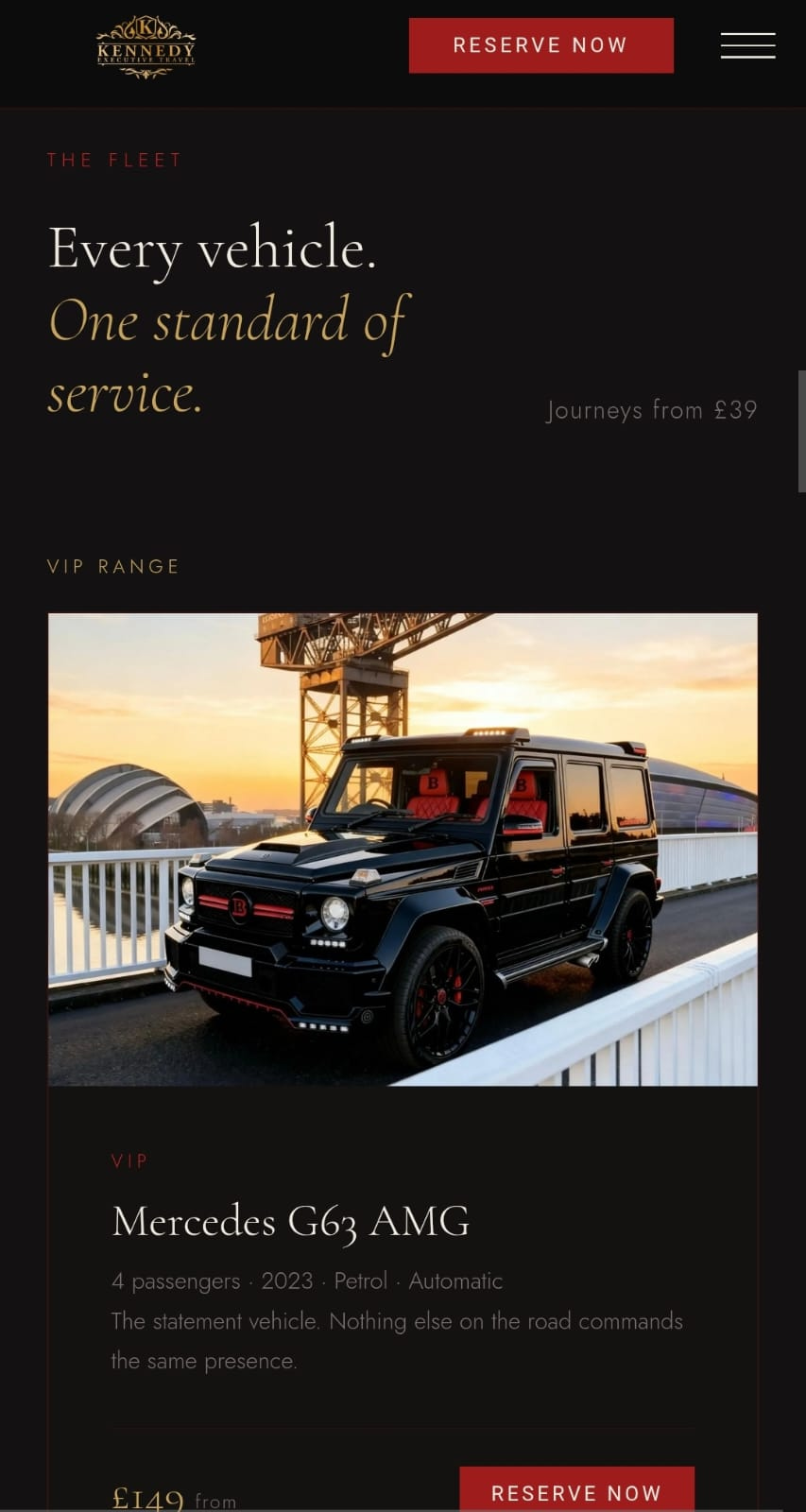 Kennedy Executive Travel website